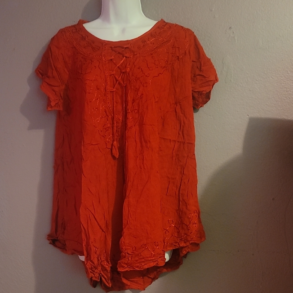 Women's Red Lace-Up Top